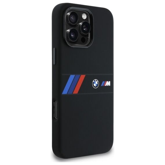 BMW BMHMP16X23SAXK iPhone 16 Pro Max 6.9" black/black hardcase Silicone Middle Stripe MagSafe - Apple Cases - Cases - Techbox