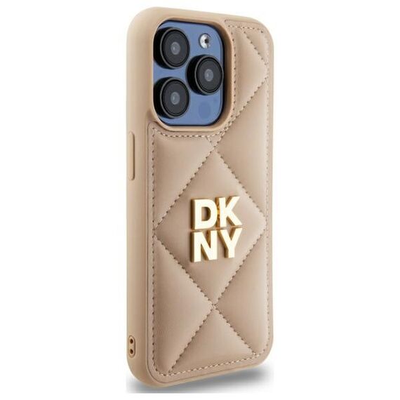 DKNY Quilted Stack Logo iPhone 15 Pro Case - Beige | Techbox