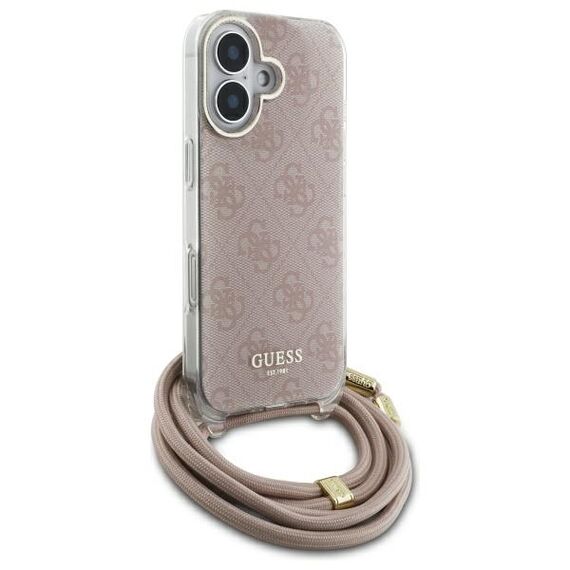 Guess Crossbody Cord 4G Print iPhone 16 Case - Pink | Techbox