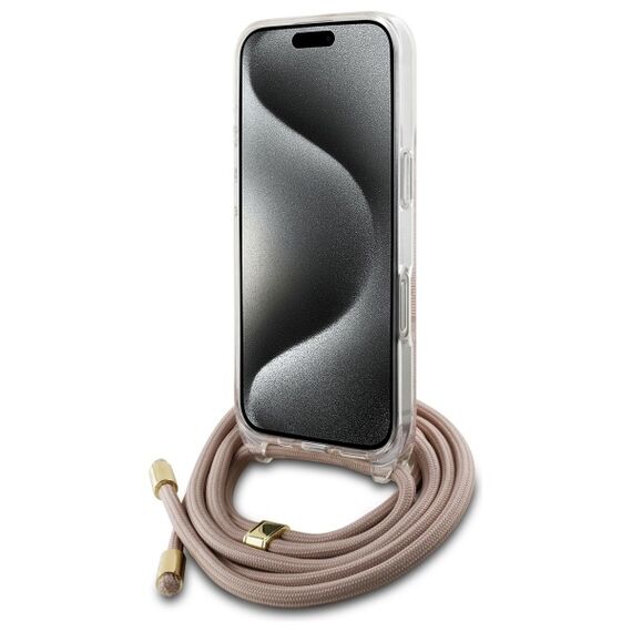 Guess Crossbody Cord 4G Print iPhone 16 Case - Pink | Techbox