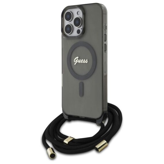 Guess GUHMP16LHCTSGNSK iPhone 16 Pro 6.3" black/black hardcase Crossbody Cord Script MagSafe - Apple Cases - Cases - Techbox