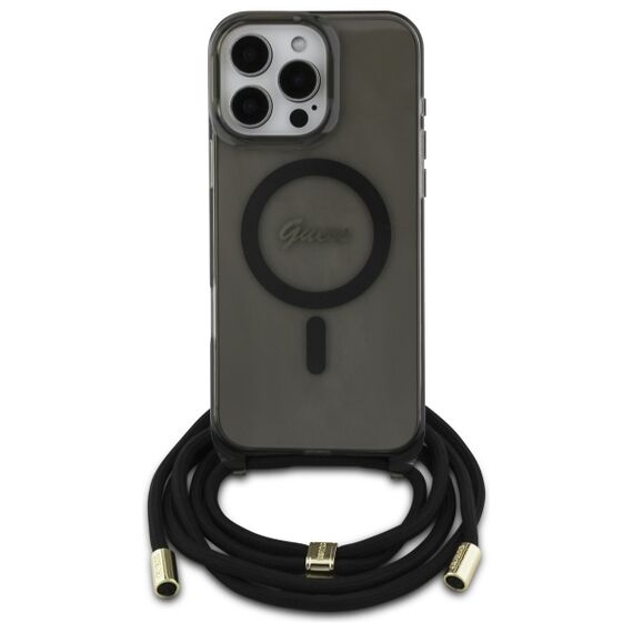 Guess GUHMP16LHCTSGNSK iPhone 16 Pro 6.3" black/black hardcase Crossbody Cord Script MagSafe - Apple Cases - Cases - Techbox