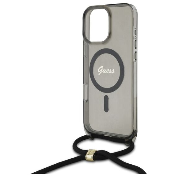 Guess GUHMP16LHCTSGNSK iPhone 16 Pro 6.3" black/black hardcase Crossbody Cord Script MagSafe - Apple Cases - Cases - Techbox