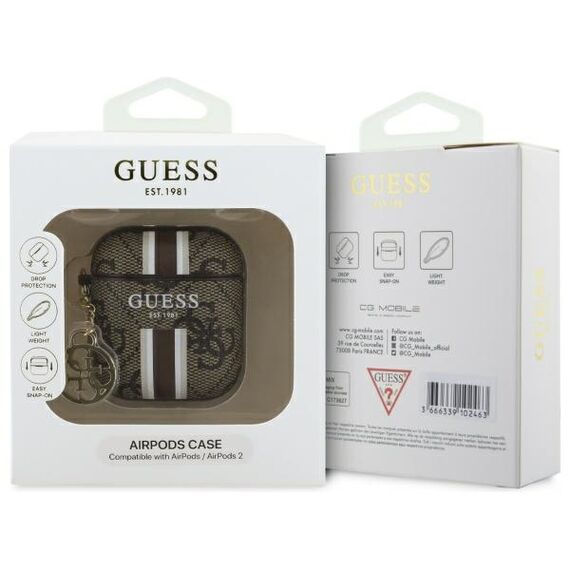 Guess GUA2P4RPSW AirPods 1/2 cover brown/brown 4G Printed Stripes Charm | Techbox