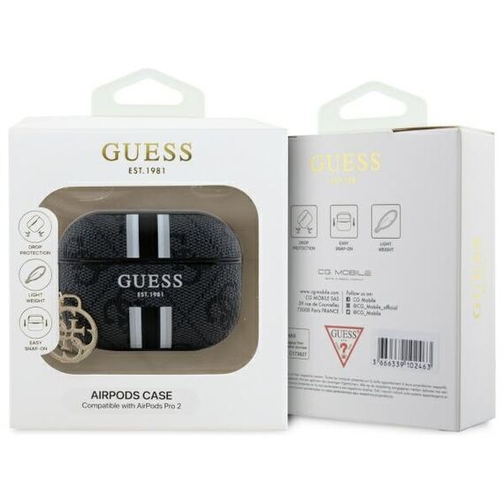 Guess GUAP2P4RPSK AirPods Pro 2 (2022/2023) cover black/black 4G Printed Stripes Charm - Smartphone Accessories - Cables & Accessories - Techbox