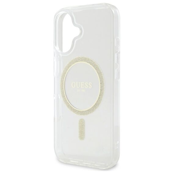 Guess GUHMP16MHFGERET iPhone 16 Plus 6.7" transparent hardcase IML Glitter Circle MagSafe