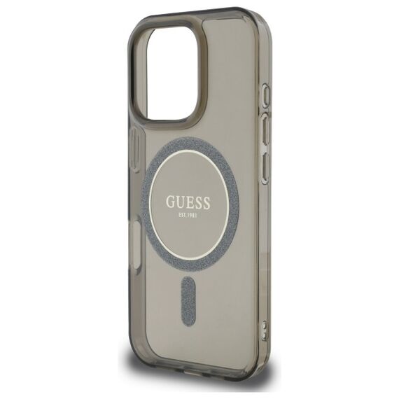 Guess IML Glitter Circle MagSafe case for iPhone 16 Pro - black | Techbox
