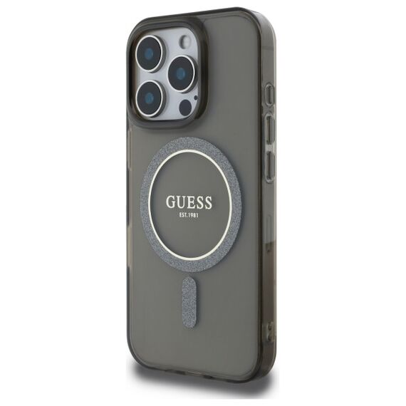 Guess IML Glitter Circle MagSafe case for iPhone 16 Pro Max - black - Apple Cases - Cases - Techbox