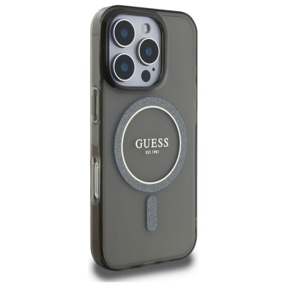 Guess IML Glitter Circle MagSafe case for iPhone 16 Pro Max - black - Apple Cases - Cases - Techbox