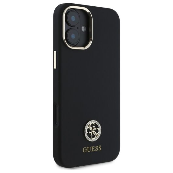 Guess Silicone Logo Strass 4G Case for iPhone 16 - Black | Techbox