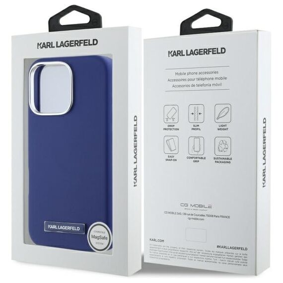 Karl Lagerfeld KLHMP16XPGMSRPB iPhone 16 Pro Max 6.9" blue/blue hardcase FW Metal Plate MagSafe - Apple Cases - Cases - Techbox