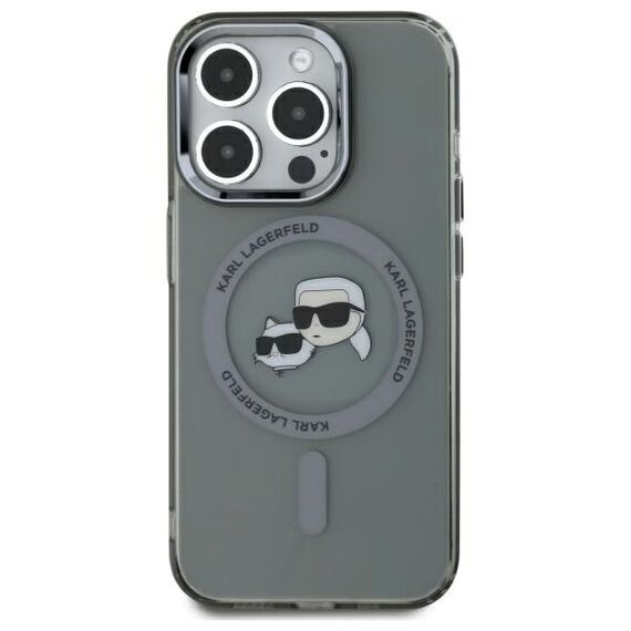 Karl Lagerfeld KLHMP15LHLSKCK iPhone 15 Pro 6.1" black/black hardcase IML Metal Karl&amp;Choupette Head MagSafe