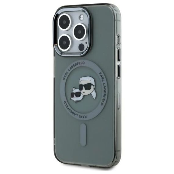 Karl Lagerfeld KLHMP15XHLSKCK iPhone 15 Pro Max 6.7" black/black hardcase IML Metal Karl&amp;Choupette Head MagSafe