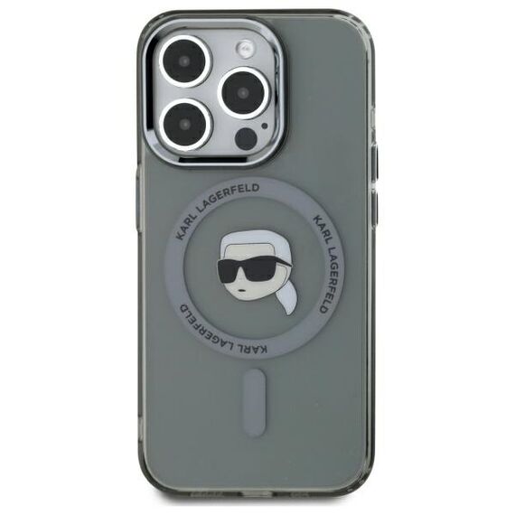 Karl Lagerfeld KLHMP15XHLSKIK iPhone 15 Pro Max 6.7" black/black hardcase IML Metal Karl Head MagSafe