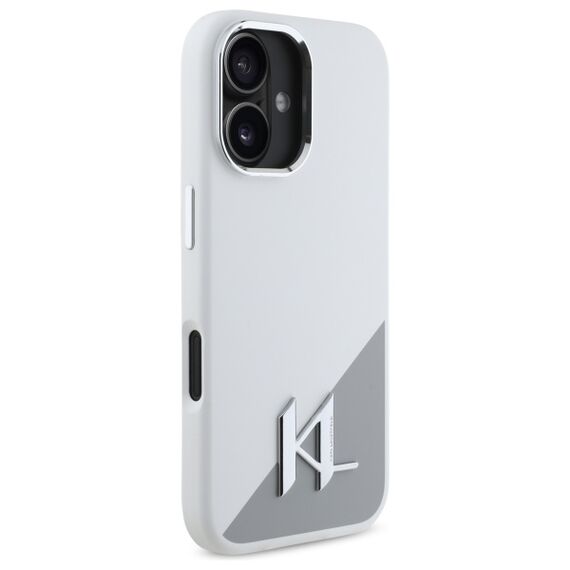 Karl Lagerfeld Silicone Initial Metal Logo MagSafe iPhone 16 Case - White | Techbox