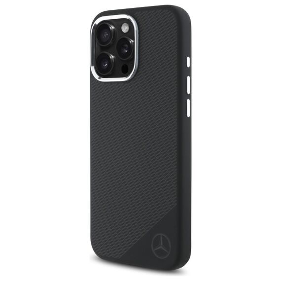 Mercedes MEHMP16L23SUGDK iPhone 16 Pro 6.3" black/black hardcase Silicone Tonal Logo Wood Pattern MagSafe