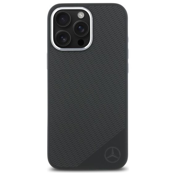 Mercedes MEHMP16L23SUGDK iPhone 16 Pro 6.3" black/black hardcase Silicone Tonal Logo Wood Pattern MagSafe