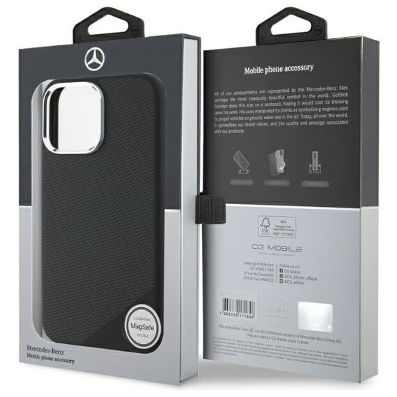 Mercedes MEHMP16L23SUGDK iPhone 16 Pro 6.3" black/black hardcase Silicone Tonal Logo Wood Pattern MagSafe