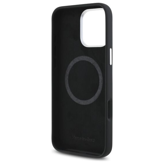 Mercedes Silicone Tonal Logo Wood Pattern MagSafe iPhone 16 Pro Max Case - Black | Techbox