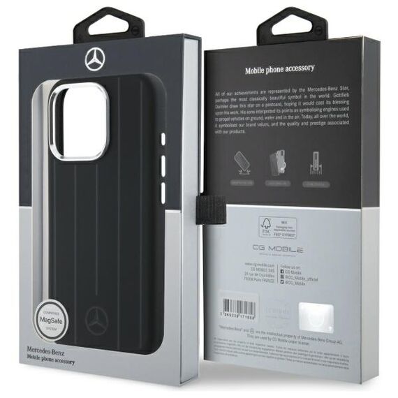 Mercedes Silicone Vertical Tonal Stripes MagSafe Case for iPhone 16 Pro Max - Black | Techbox