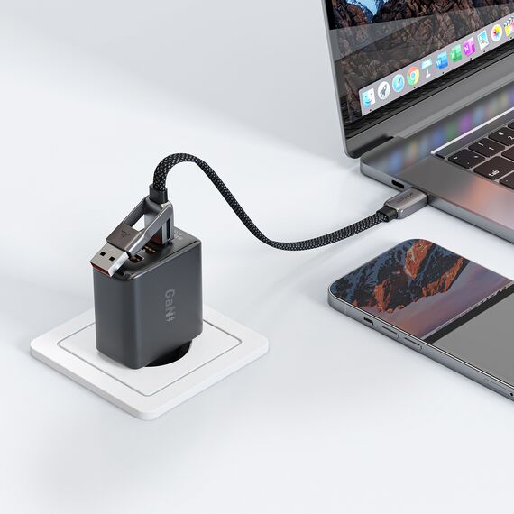 Acefast C13-05 USB-C - USB-A / USB-C Cable 480Mb/s 3A 0.2m - Black
