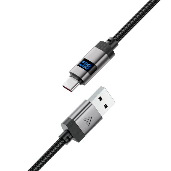 Acefast C15-04 USB-A - USB-C Cable with Display 480Mb/s 66W 1.2m - Black