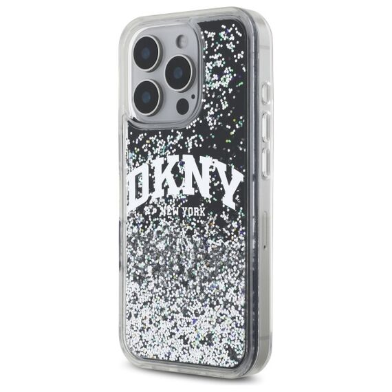 DKNY DKHCP16LLBNAEK iPhone 16 Pro 6.3" black/black hardcase Liquid Glitter Arch Logo