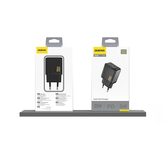 Dudao A26 PD20W GaN USB-C Charger - Black | Techbox