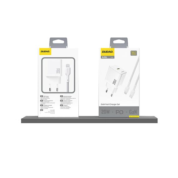 Dudao A26 PD20W GaN USB-C Charger - White | Techbox