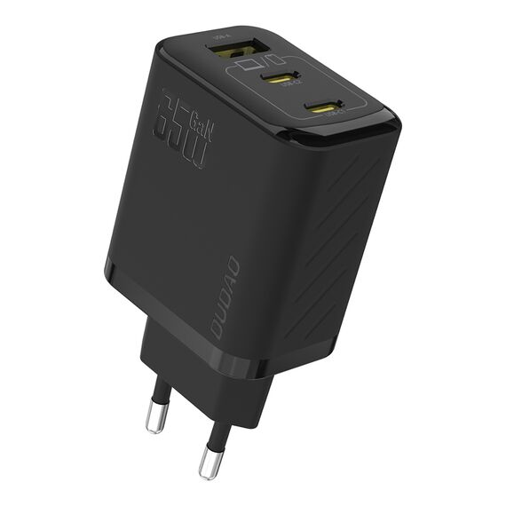 Dudao A29 65W GaN Wall Charger 2 x USB-C + 1 x USB-A - Black - Travel Chargers - Smartphone Chargers - Techbox