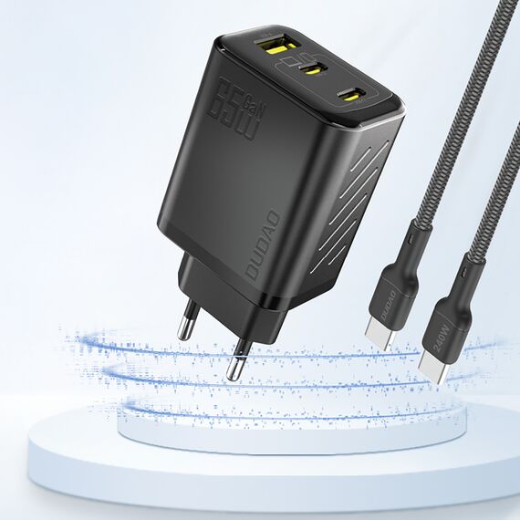 Dudao A29 65W GaN Wall Charger 2 x USB-C + 1 x USB-A - Black - Travel Chargers - Smartphone Chargers - Techbox