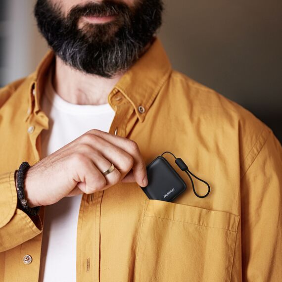 Dudao K22+ Ultra-Compact Power Bank 10000mAh 22.5W USB-C with Pendant/Cable - Gray | Techbox