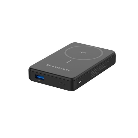 Powerbank Wozinsky WLWP-10KA0Y3S 22.5W PD Qi2 10000 mAh, with stand, 1x USB-A, 1x USB-C - black | Techbox