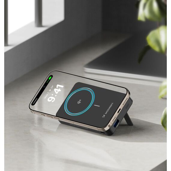 Powerbank Wozinsky WLWP-10KA0Y3S 22.5W PD Qi2 10000 mAh, with stand, 1x USB-A, 1x USB-C - black | Techbox