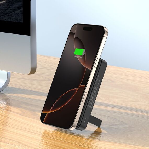 Powerbank Wozinsky WLWP-10KA0Y3S 22.5W PD Qi2 10000 mAh, with stand, 1x USB-A, 1x USB-C - black | Techbox