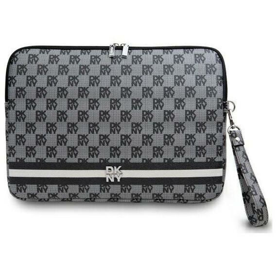 DKNY Sleeve Checkered Pattern Printed Stripes 16" Laptop Case - Black | Techbox