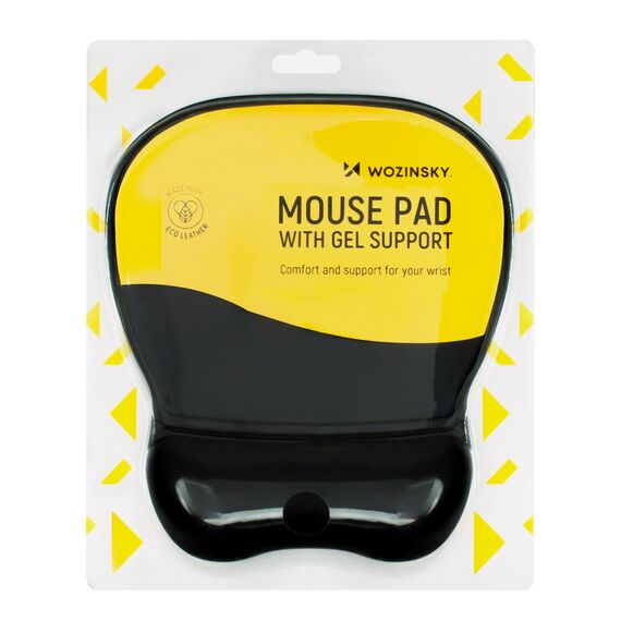 Ergonomic Mouse Pad and Wrist Rest Gel Eco Leather Large Anti-Slip - Black
