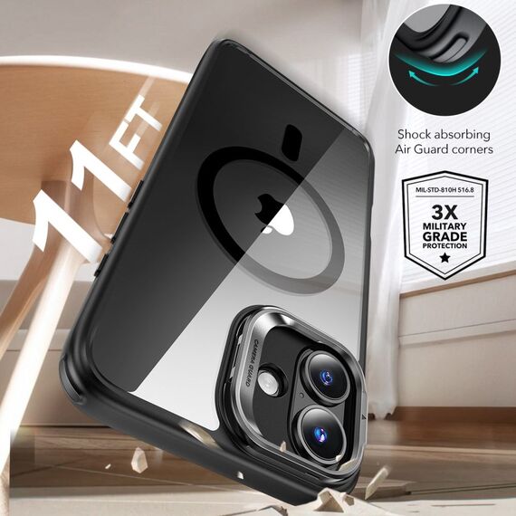 ESR Classic Hybrid Kickstand Halolock MagSafe iPhone 16 Plus + Tempered Glass Screen Protector - Black | Techbox