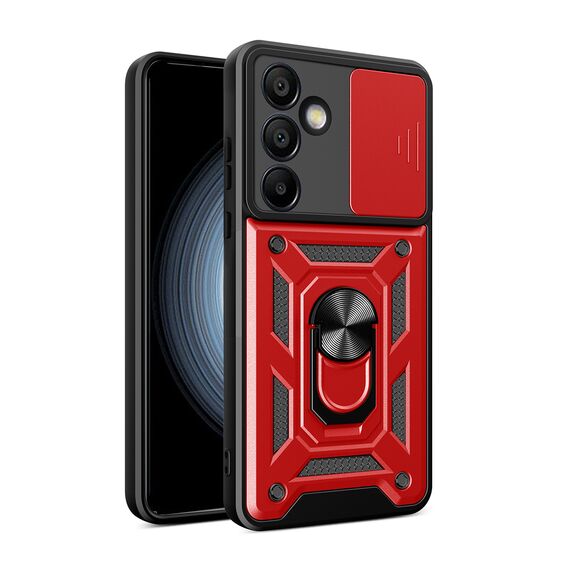 Hybrid Armor Camshield with Camera Cover and Metal Ring for Samsung Galaxy S24 FE - Red | Techbox