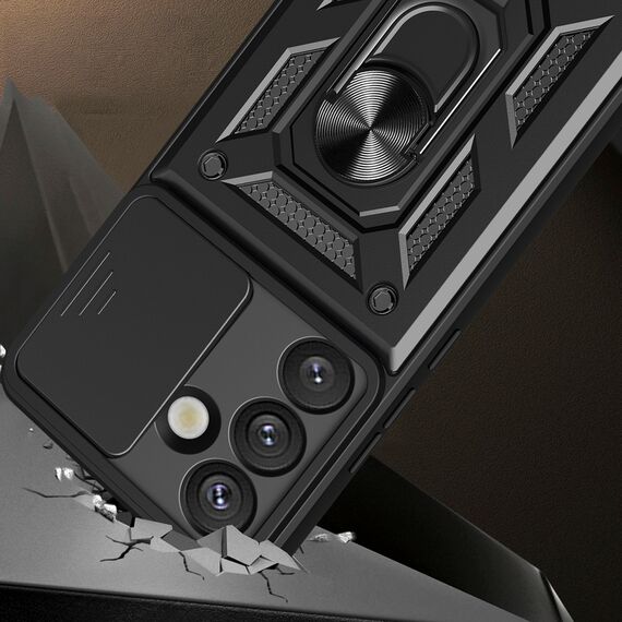 Hybrid Armor Camshield with Camera Cover and Metal Ring for Samsung Galaxy S25 - Black | Techbox