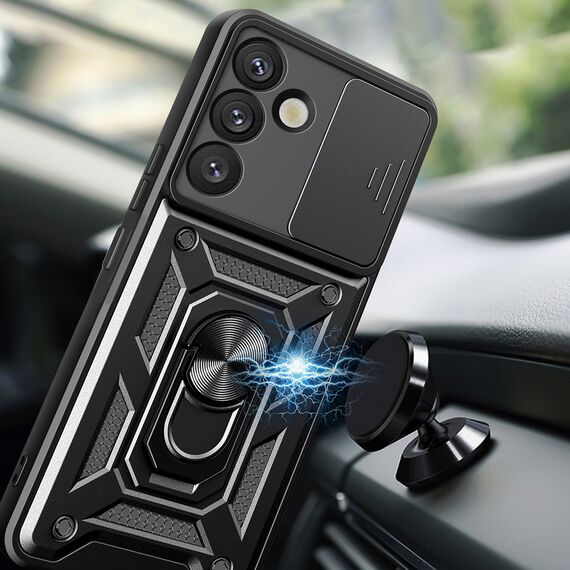 Hybrid Armor Camshield with Camera Cover and Metal Ring for Samsung Galaxy S25+ - Black - Samsung Cases - Cases - Techbox