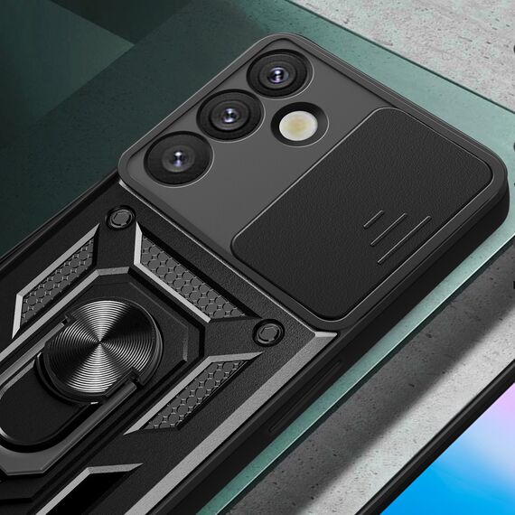 Hybrid Armor Camshield with Camera Cover and Metal Ring for Samsung Galaxy S25+ - Black - Samsung Cases - Cases - Techbox