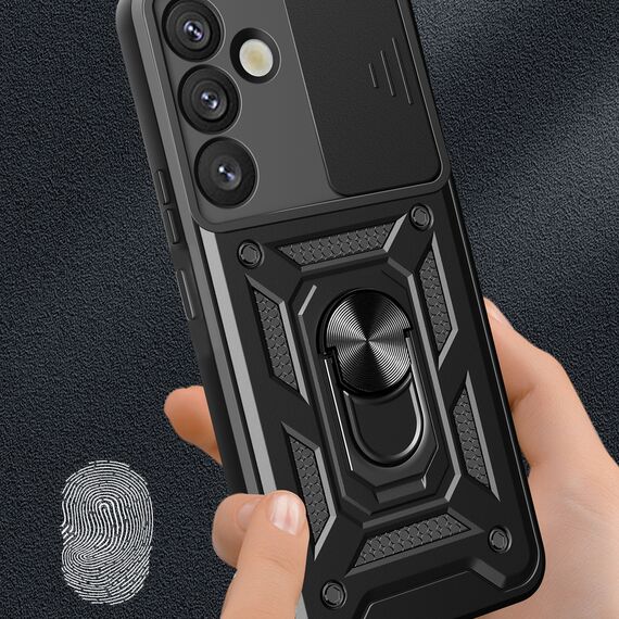 Hybrid Armor Camshield with Camera Cover and Metal Ring for Samsung Galaxy S25+ - Black - Samsung Cases - Cases - Techbox