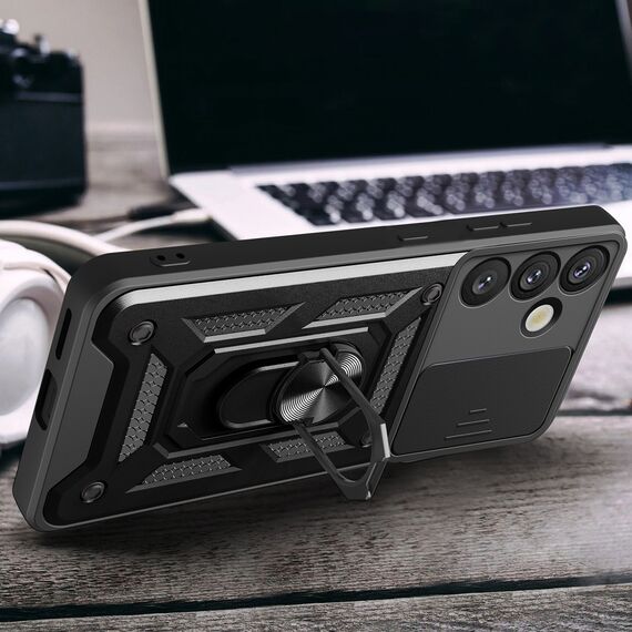 Hybrid Armor Camshield with Camera Cover and Metal Ring for Samsung Galaxy S25+ - Black - Samsung Cases - Cases - Techbox