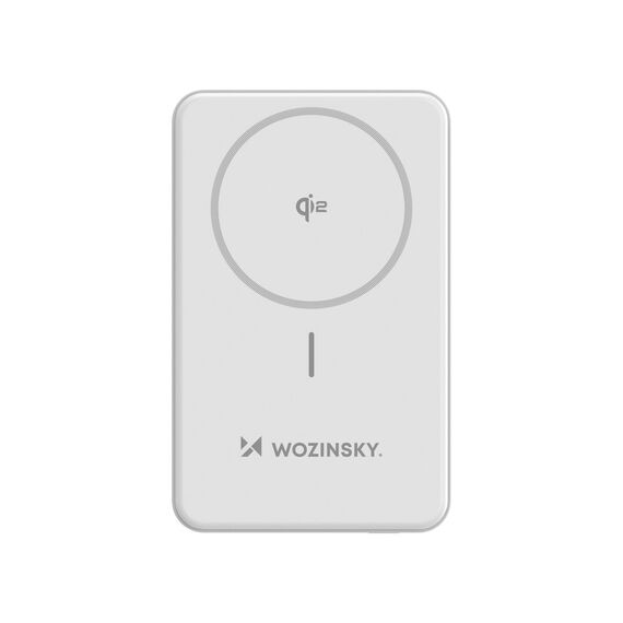 Powerbank Wozinsky WLWP-10KA0Y3WS 22.5W PD Qi2 10000 mAh, with stand, 1x USB-A, 1x USB-C - white | Techbox