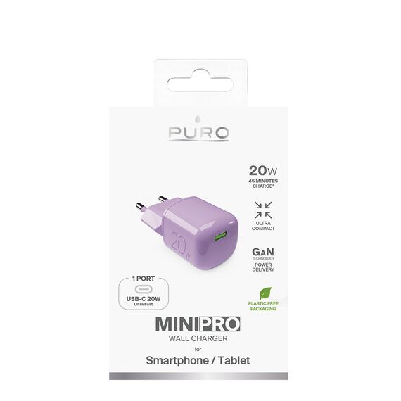 Puro 20W GaN USB-C Wall Charger - Pink | Techbox
