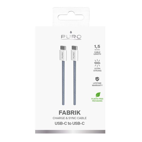 Puro Fabrik 60W USB-C - USB-C Cable 1.5m - Blue - Cables & Adapters - Cables & Accessories - Techbox