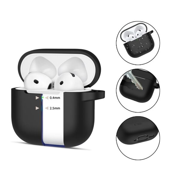 Tech-Protect Silicone Hook Case for AirPods 4 - Black - Smartphone Accessories - Cables & Accessories - Techbox