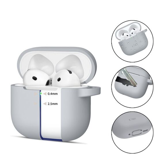Tech-Protect Silicone Hook Case for AirPods 4 - Gray - Smartphone Accessories - Cables & Accessories - Techbox