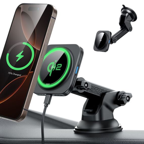 ESR Halolock Magnetic MagSafe QI2 15W Car Holder - Black